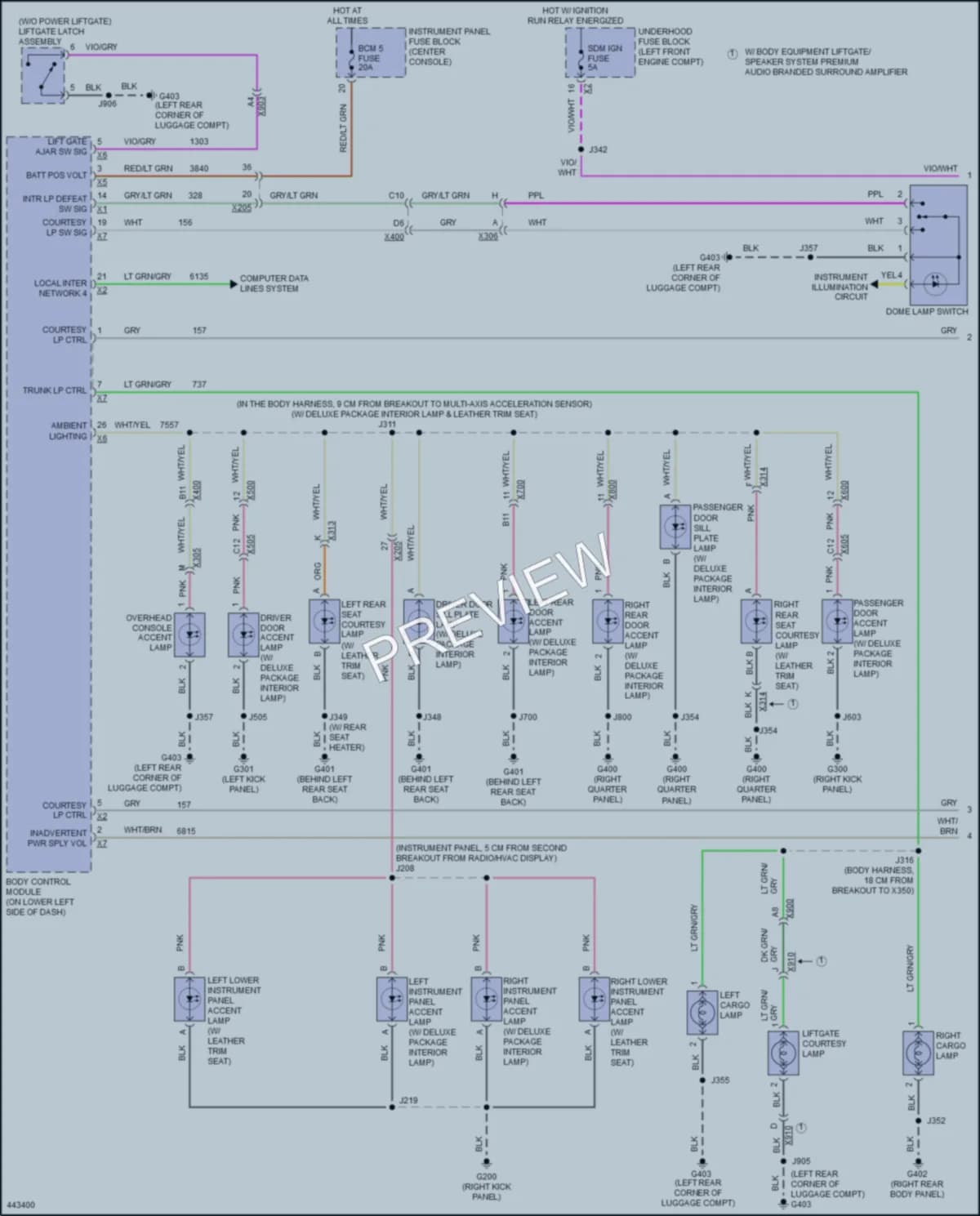 2015 Cadillac SRX Interior Lights wiring diagram preview
