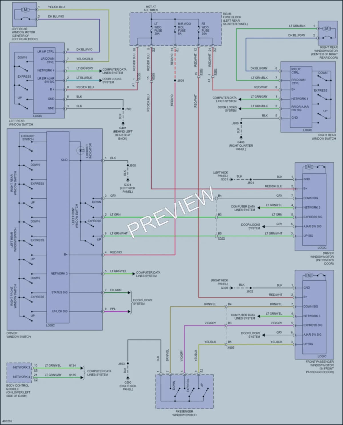 2015 Cadillac SRX Power Windows wiring diagram preview