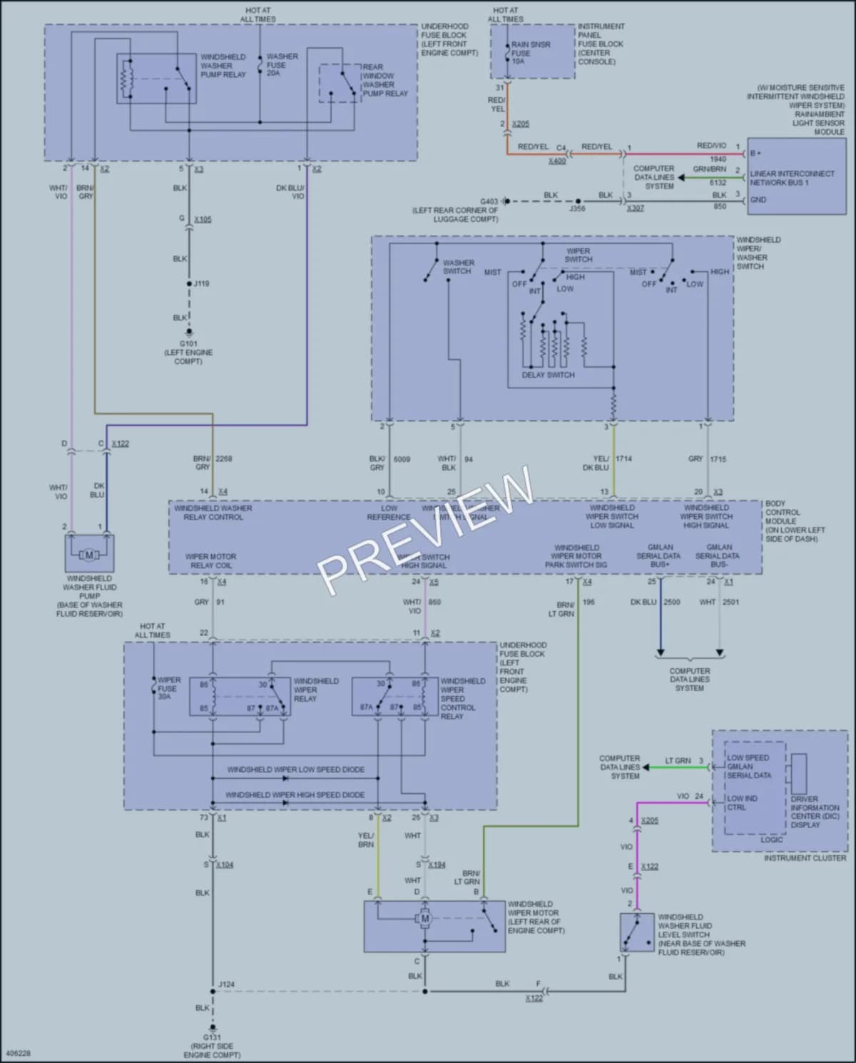 2015 Cadillac SRX Wiper Washer wiring diagram preview