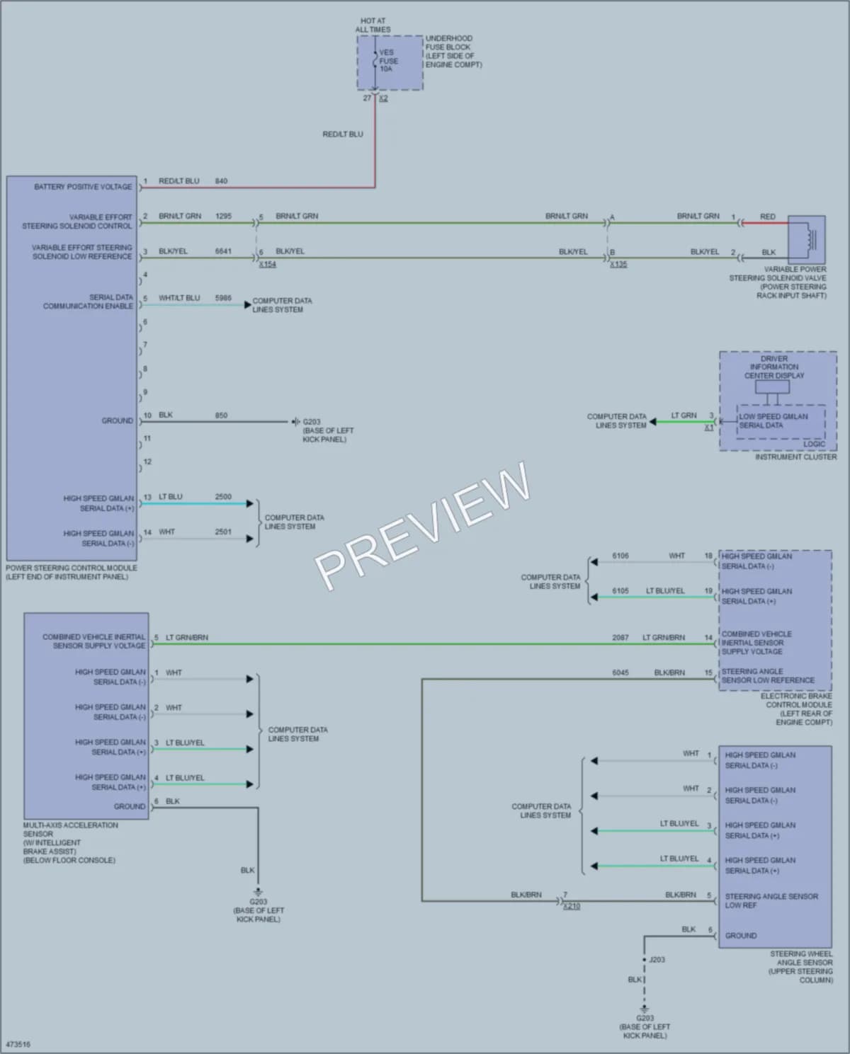 2015 Cadillac XTS Electronic Power Steering wiring diagram preview