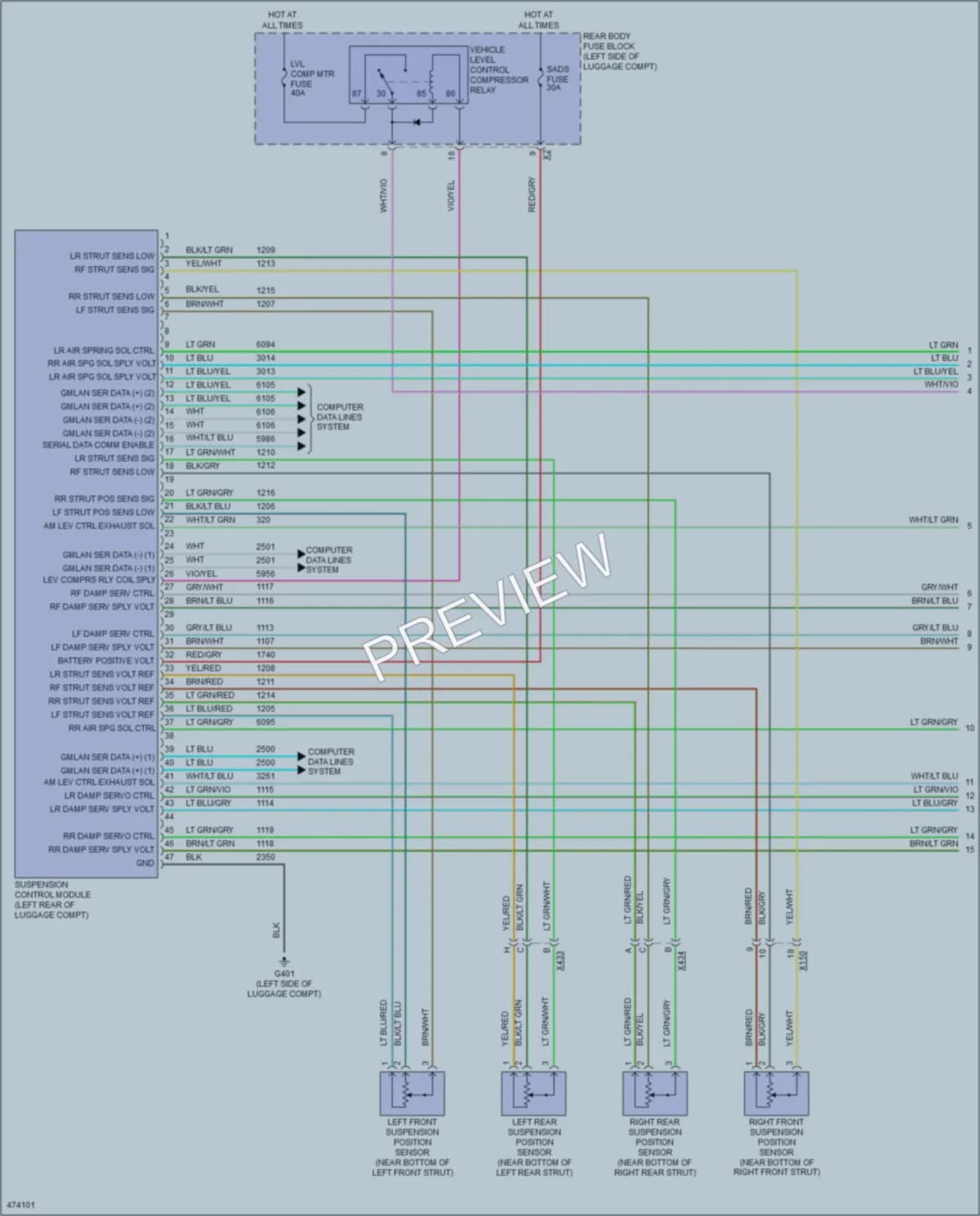 2015 Cadillac XTS Electronic Suspension wiring diagram preview