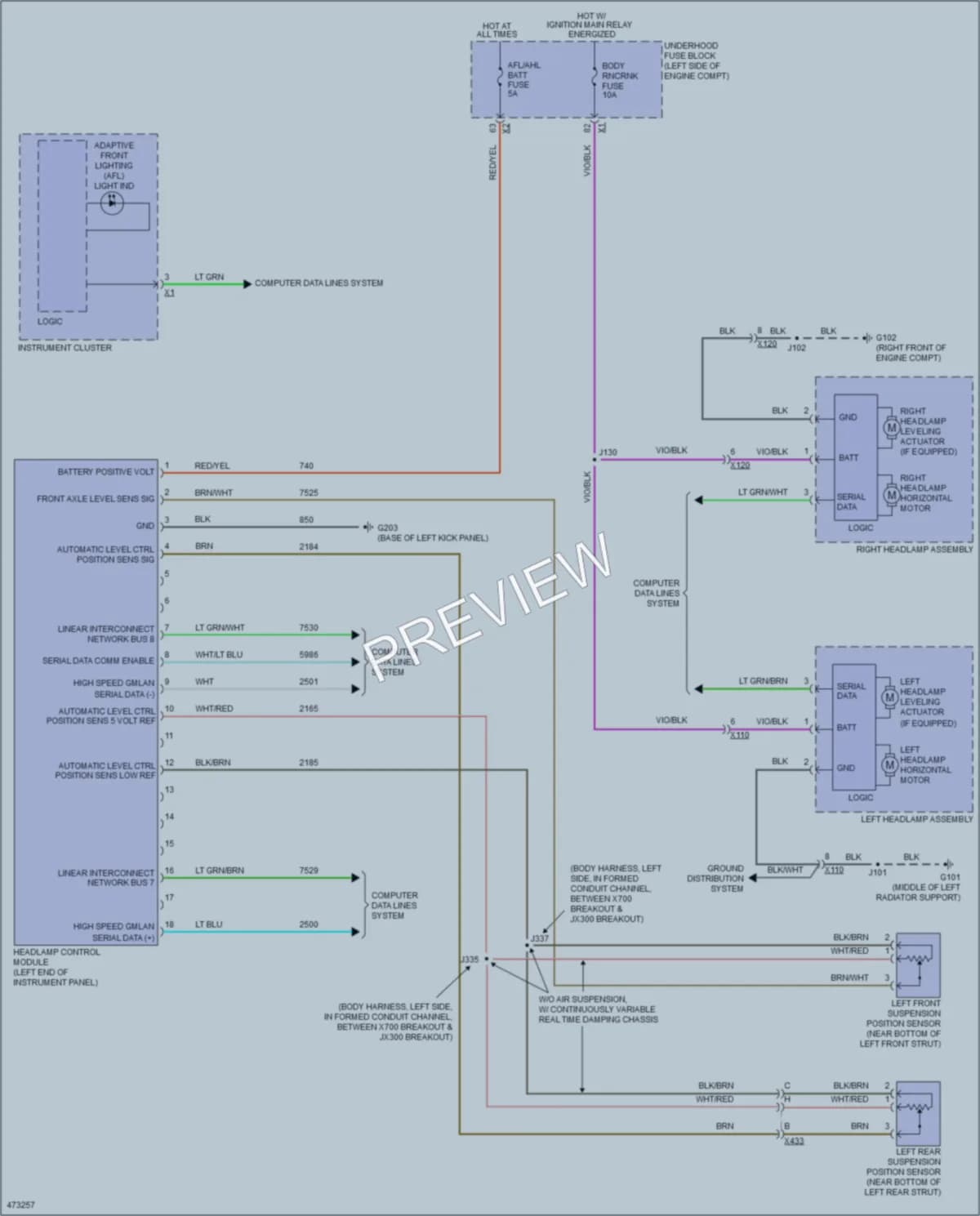 2015 Cadillac XTS Headlights wiring diagram preview