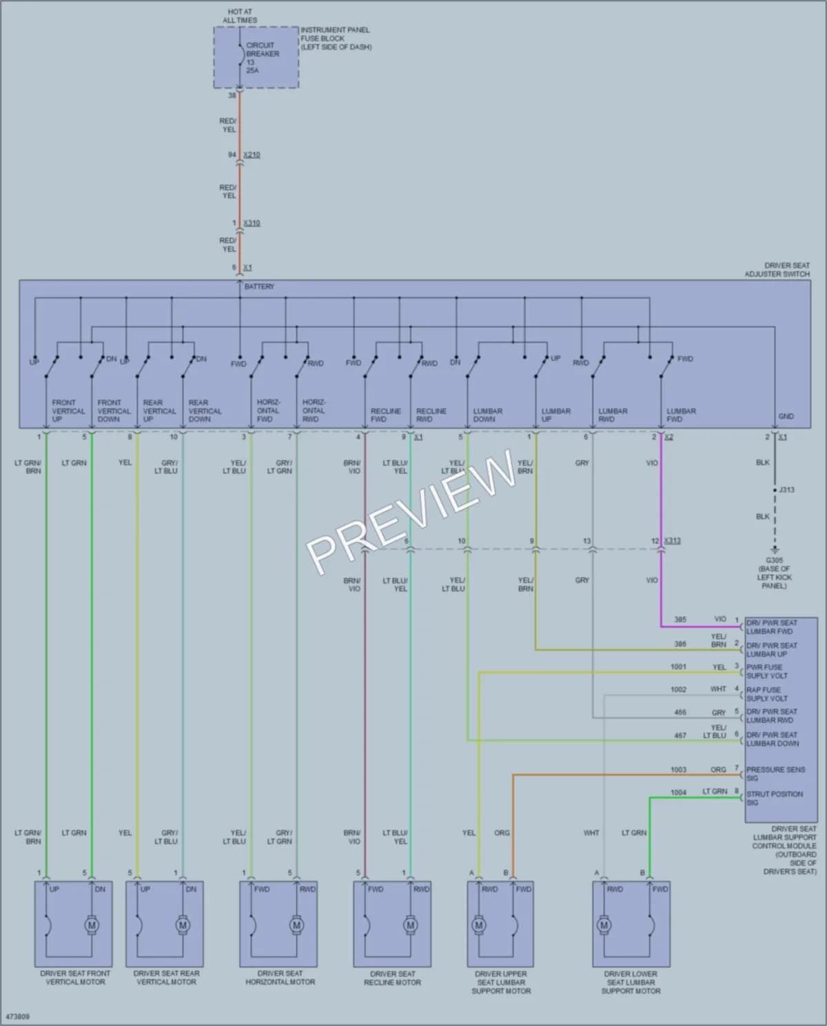 2015 Cadillac XTS Power Seats wiring diagram preview