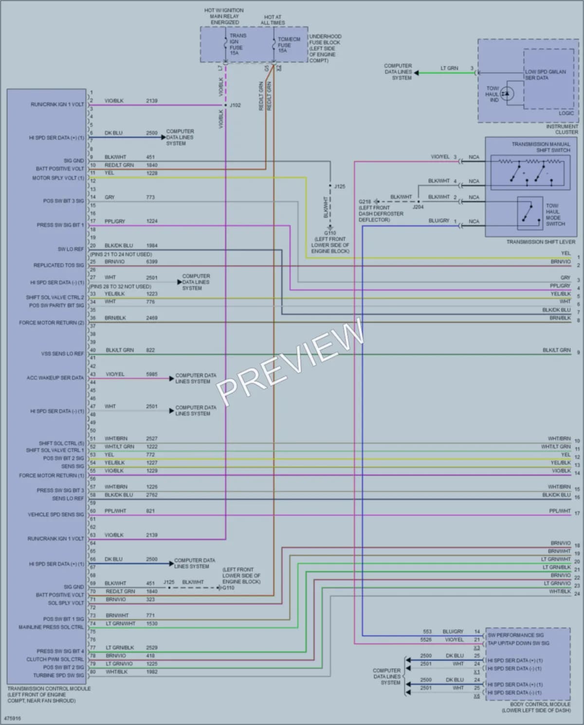 2015 Chevrolet 2500HDSilverado Transmission wiring diagram preview