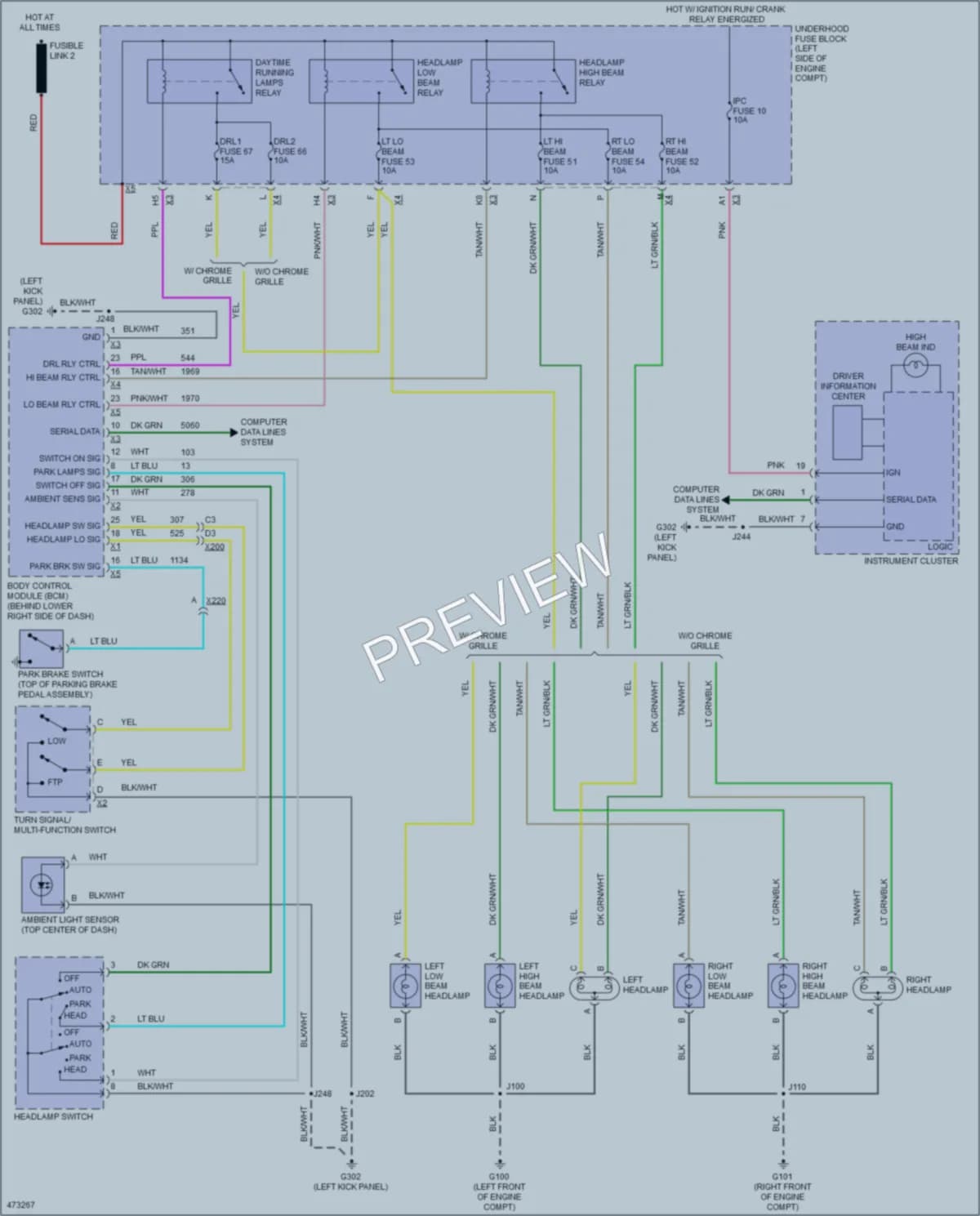 2015 Chevrolet 3500Express Headlights wiring diagram preview