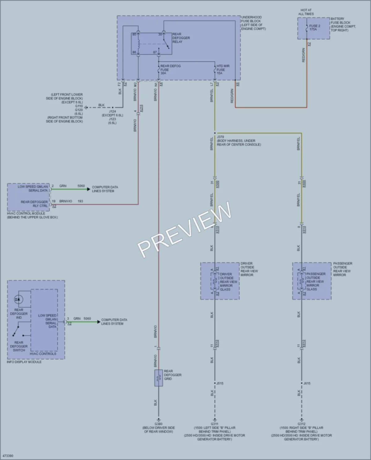 2015 Chevrolet 3500HDSilverado Defoggers wiring diagram preview
