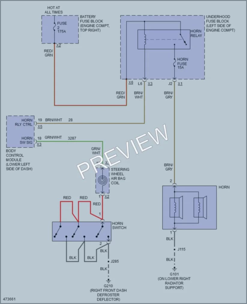 2015 Chevrolet 3500HDSilverado Horn wiring diagram preview