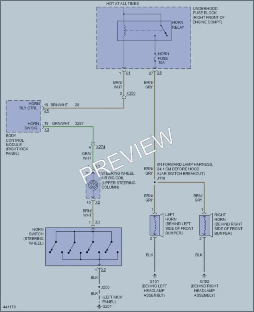 2015 Chevrolet CapricePPV Horn wiring diagram preview