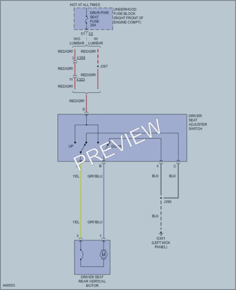 2015 Chevrolet CapricePPV Power Seats wiring diagram preview