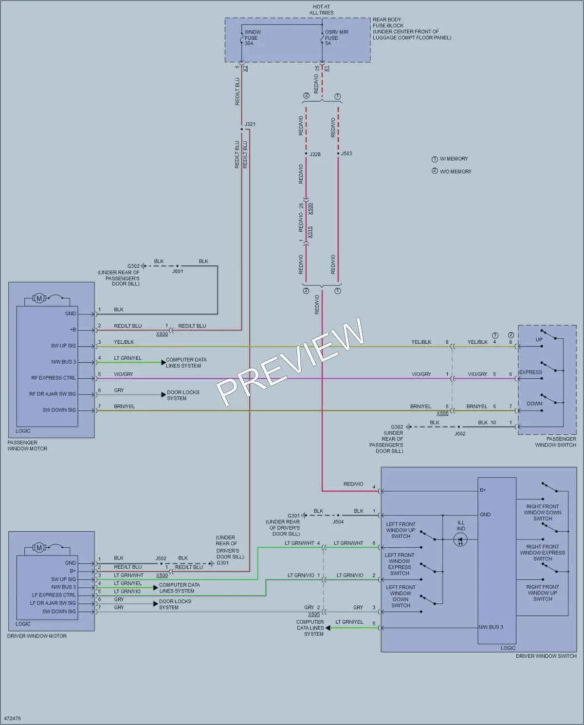 2015 Chevrolet CorvetteZ06 Power Windows wiring diagram preview