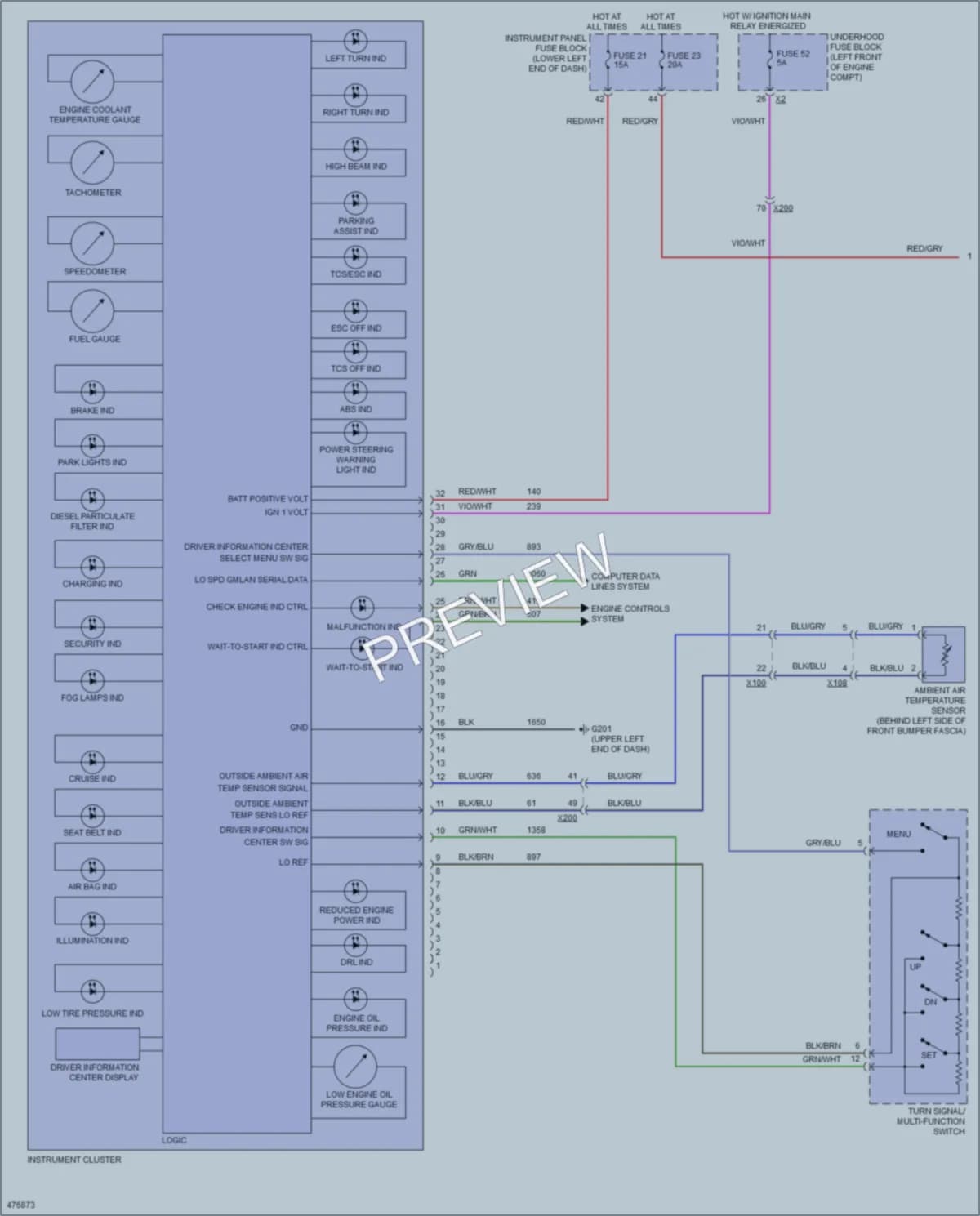 2015 Chevrolet Cruze Instrument Cluster wiring diagram preview