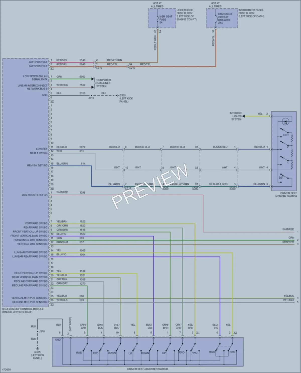 2015 Chevrolet Impala Memory Systems wiring diagram preview