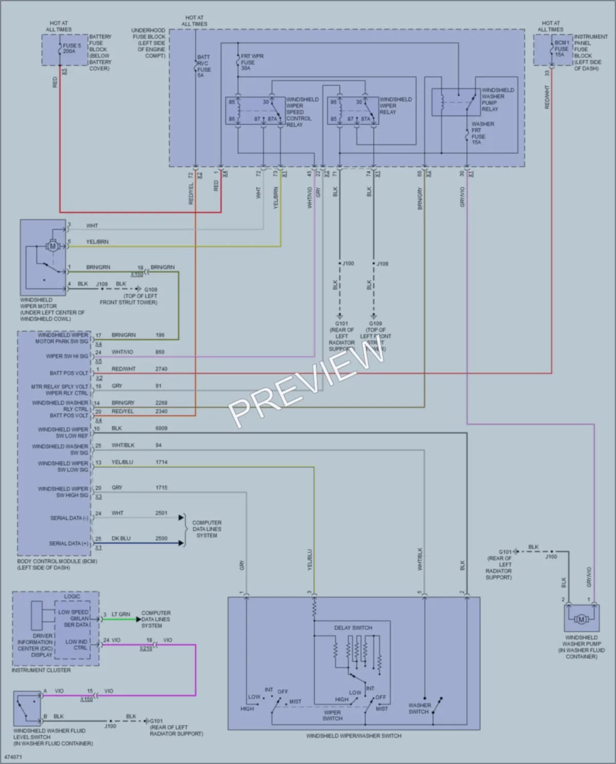 2015 Chevrolet Impala Wiper Washer wiring diagram preview