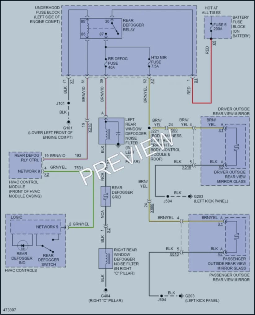 2015 Chevrolet Malibu Defoggers wiring diagram preview