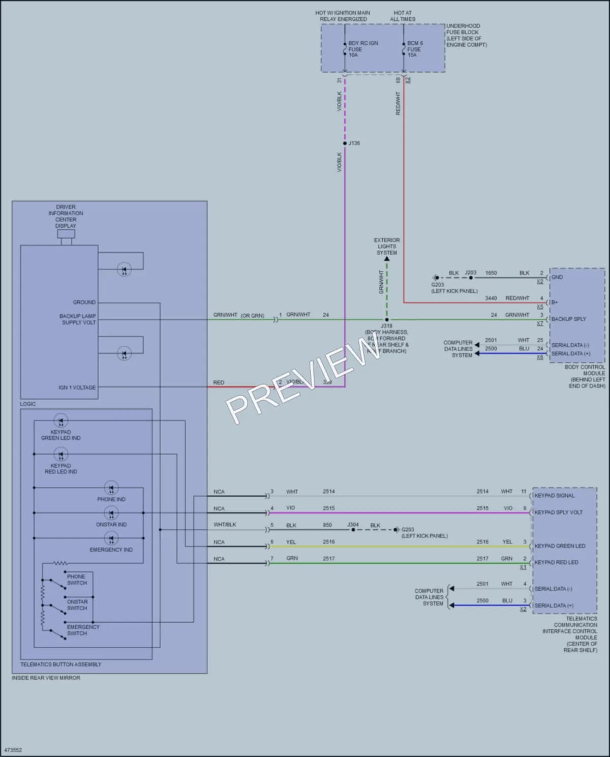 2015 Chevrolet Malibu Power Mirrors wiring diagram preview