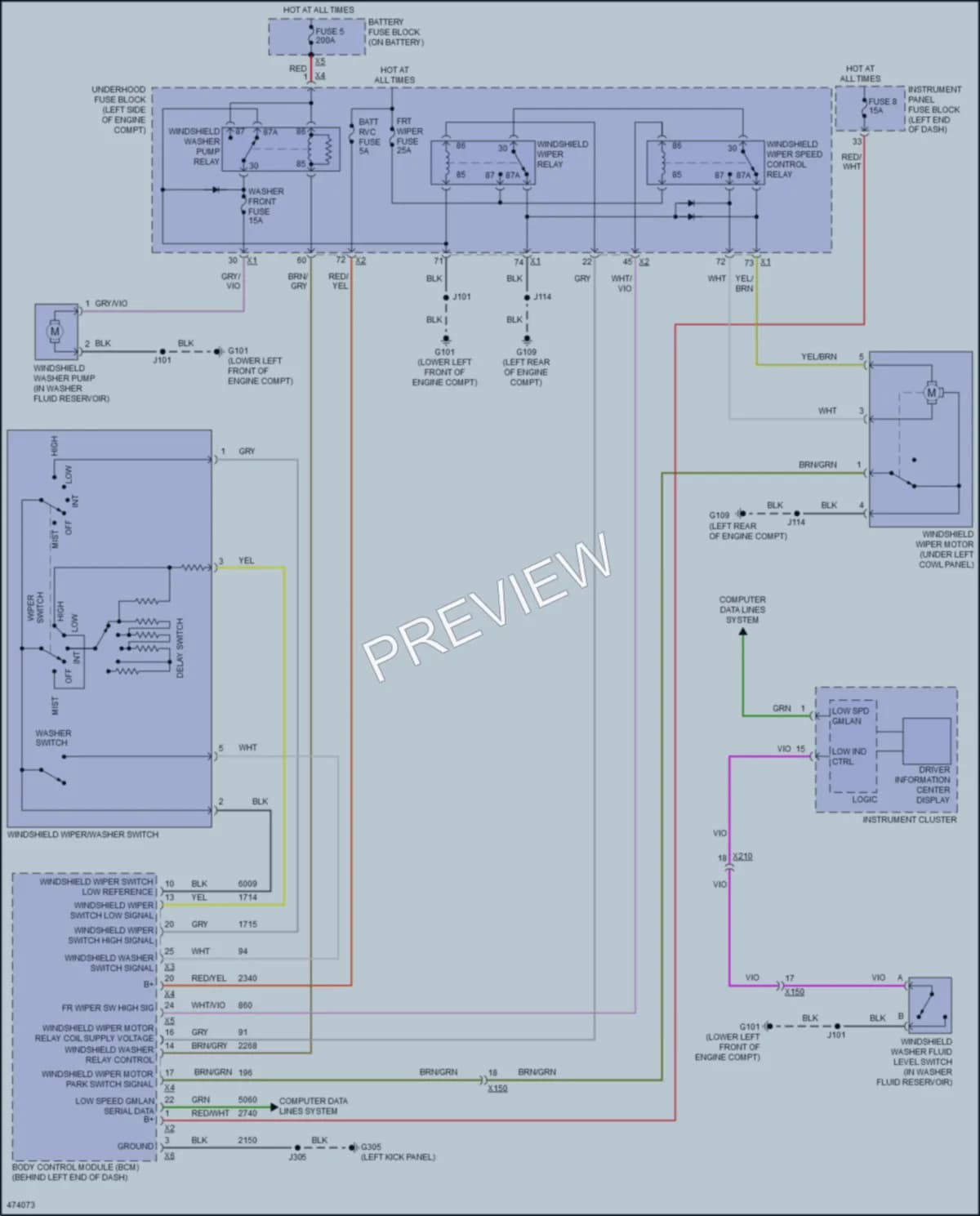 2015 Chevrolet Malibu Wiper Washer wiring diagram preview