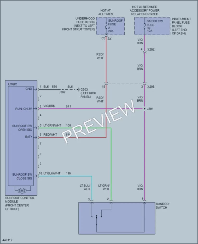 2015 Chevrolet Sonic Power Top Sunroof wiring diagram preview