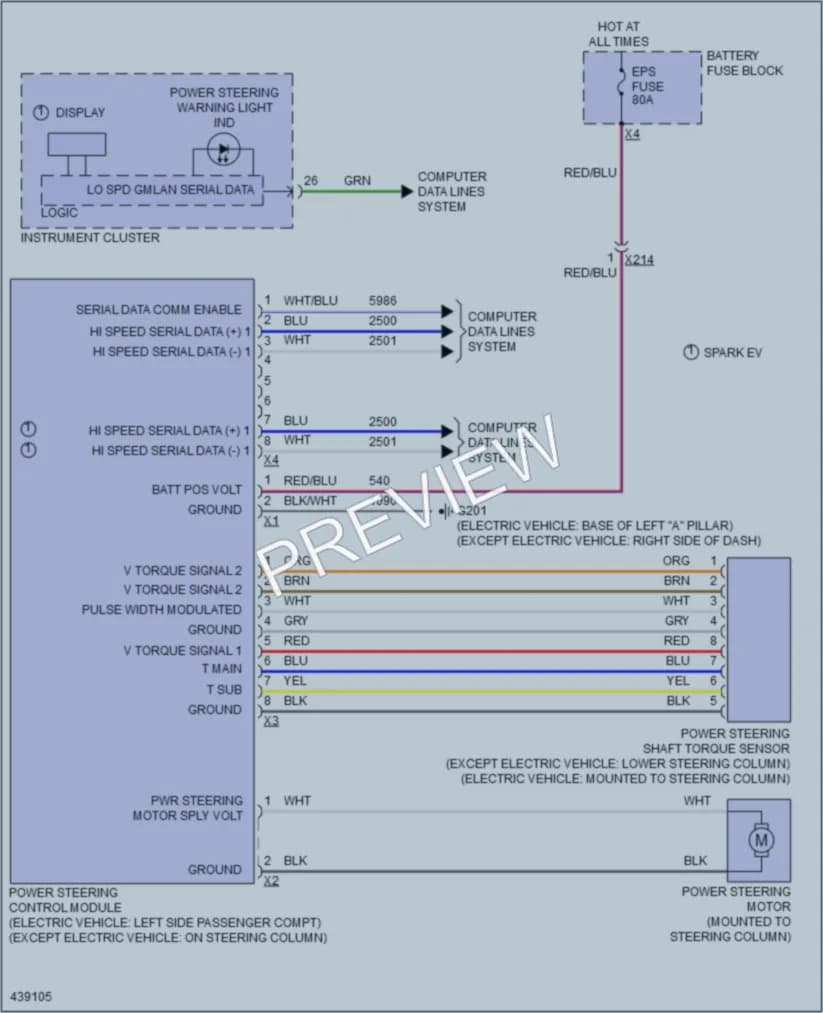 2015 Chevrolet Spark Electronic Power Steering wiring diagram preview