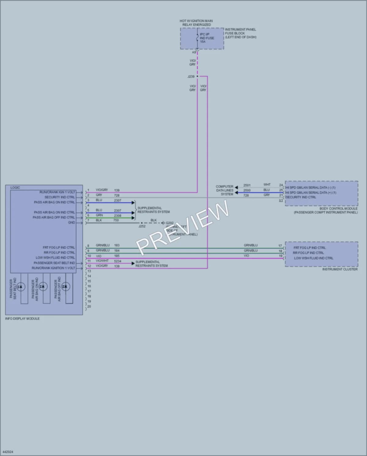 2015 Chevrolet Spark Instrument Cluster wiring diagram preview