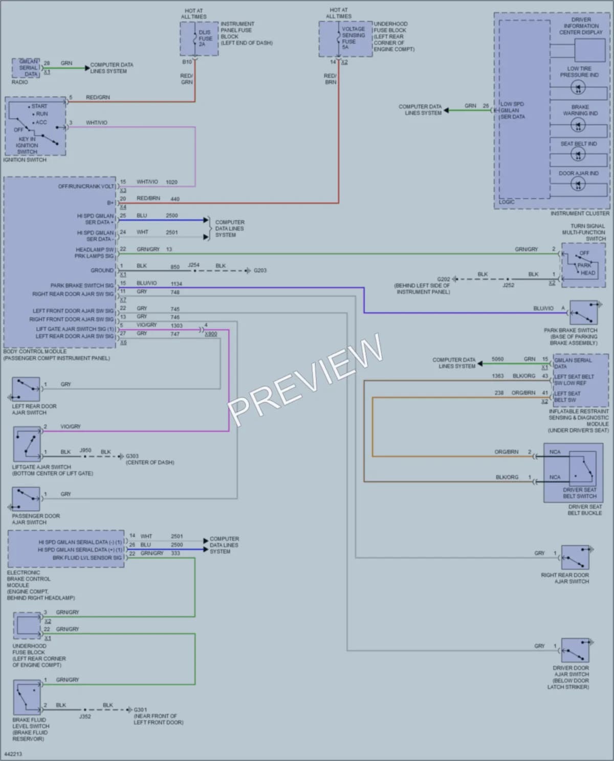 2015 Chevrolet Spark Warning Systems wiring diagram preview