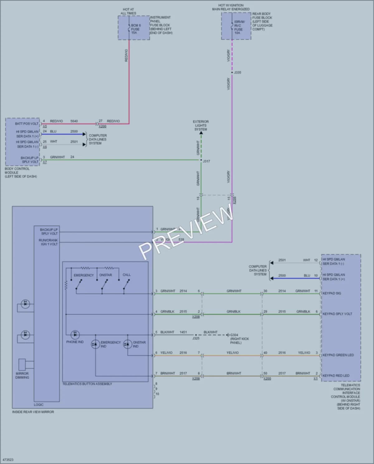 2015 Chevrolet Trax Power Mirrors wiring diagram preview