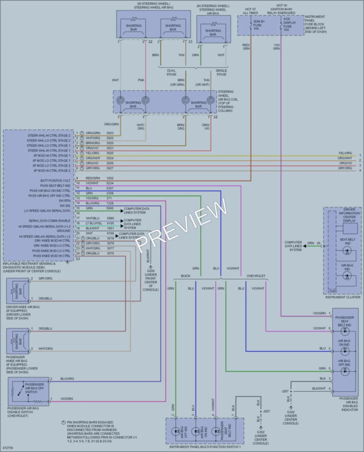 2015 Chevrolet Trax Supplemental Restraints wiring diagram preview
