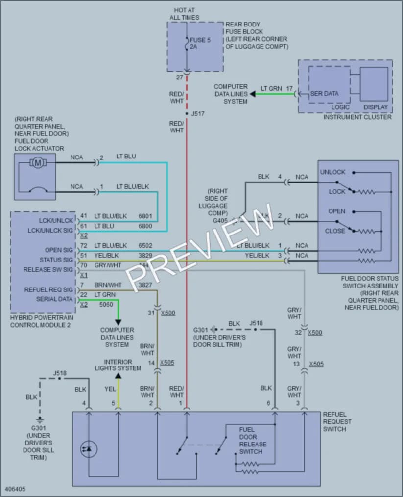 2015 Chevrolet Volt Trunk Tailgate Fuel Door wiring diagram preview