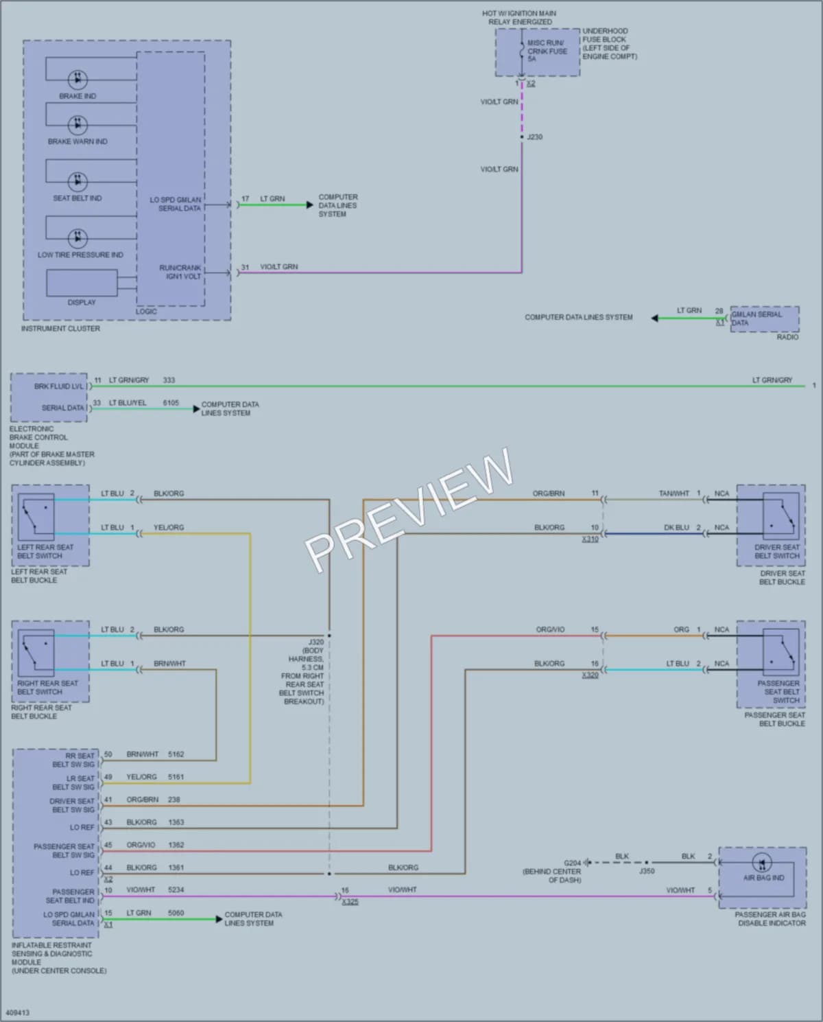 2015 Chevrolet Volt Warning Systems wiring diagram preview