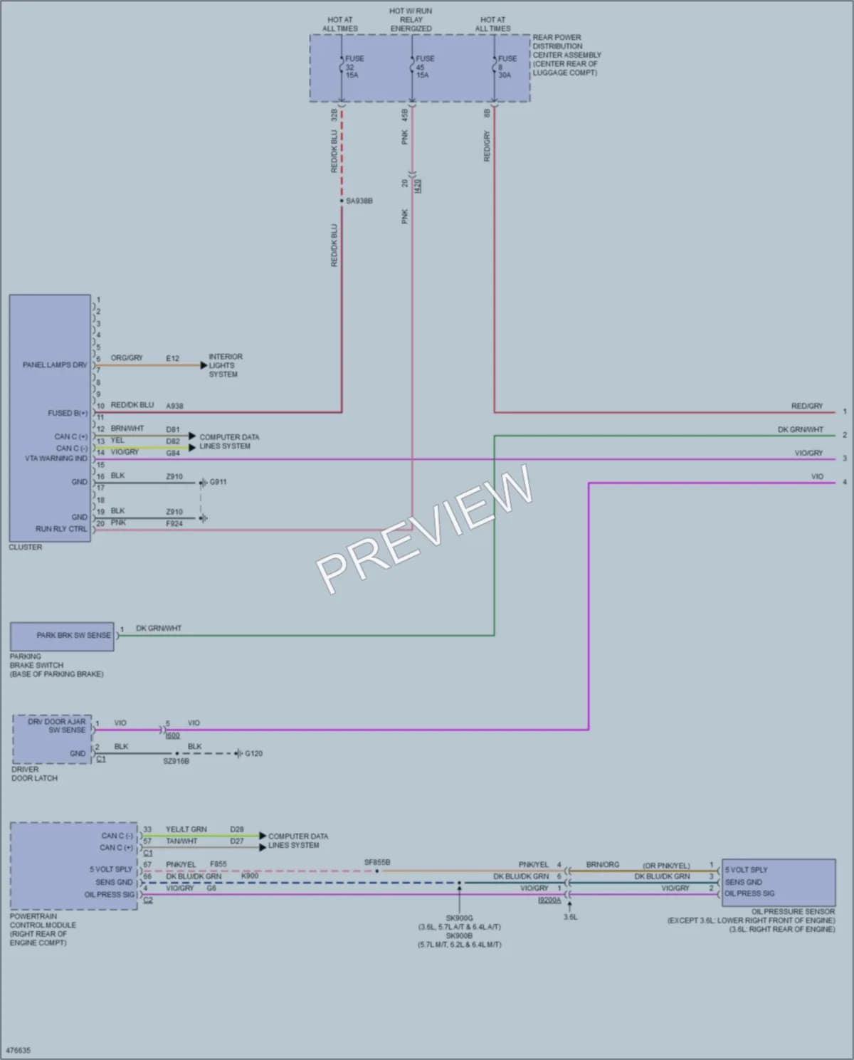 2015 Dodge Challenger Instrument Cluster wiring diagram preview