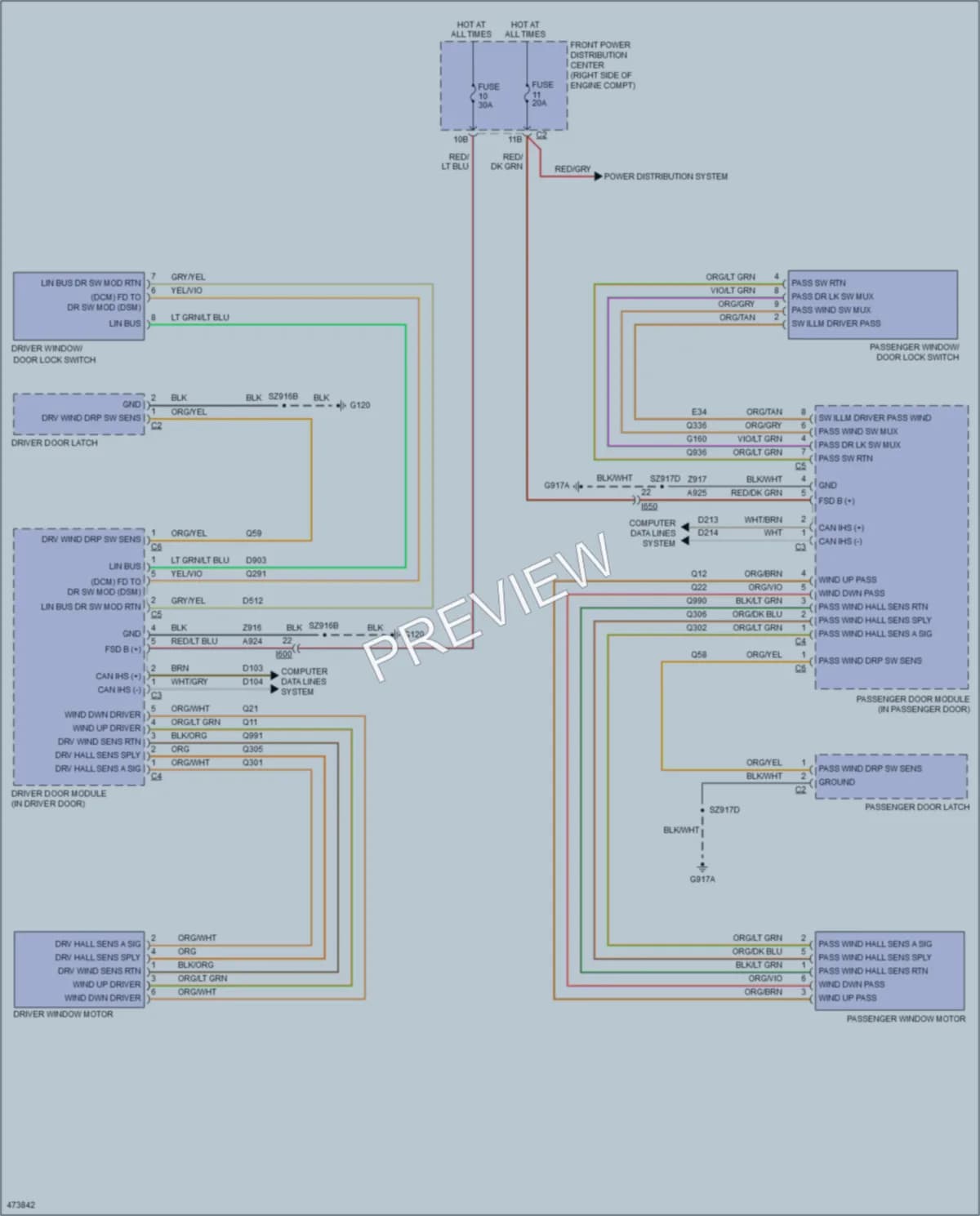 2015 Dodge Challenger Power Windows wiring diagram preview