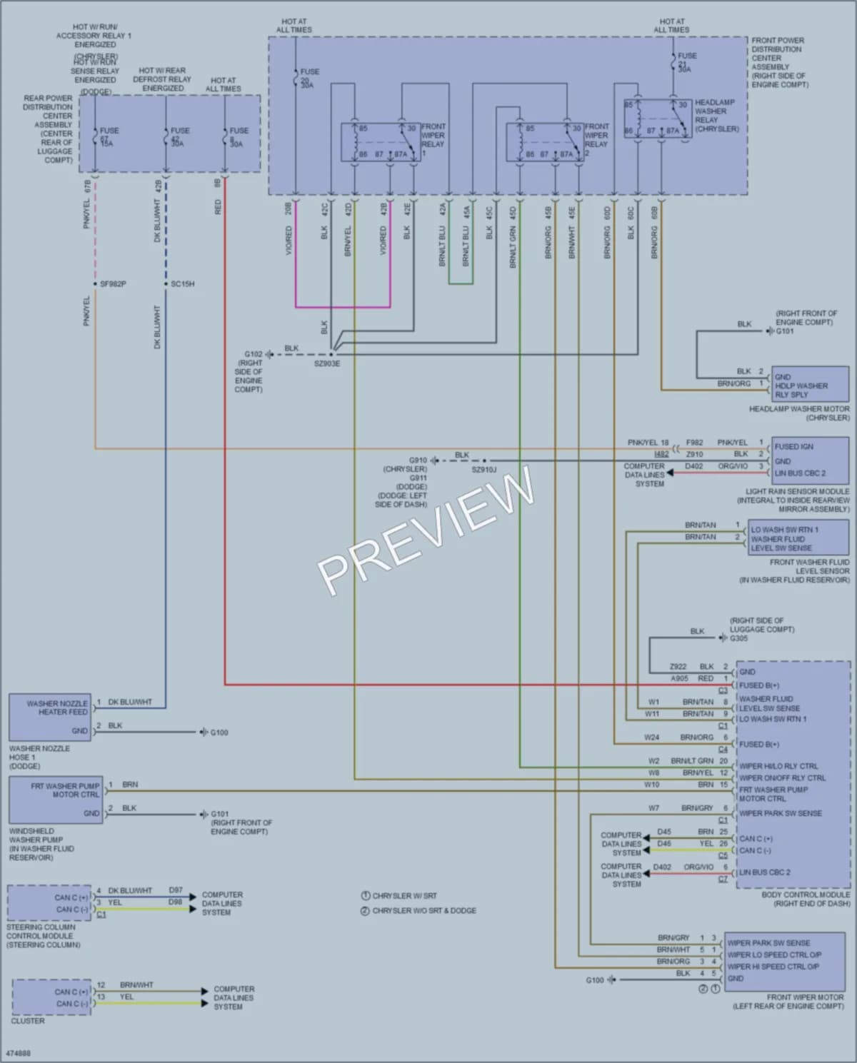 2015 Dodge Charger Wiper Washer wiring diagram preview