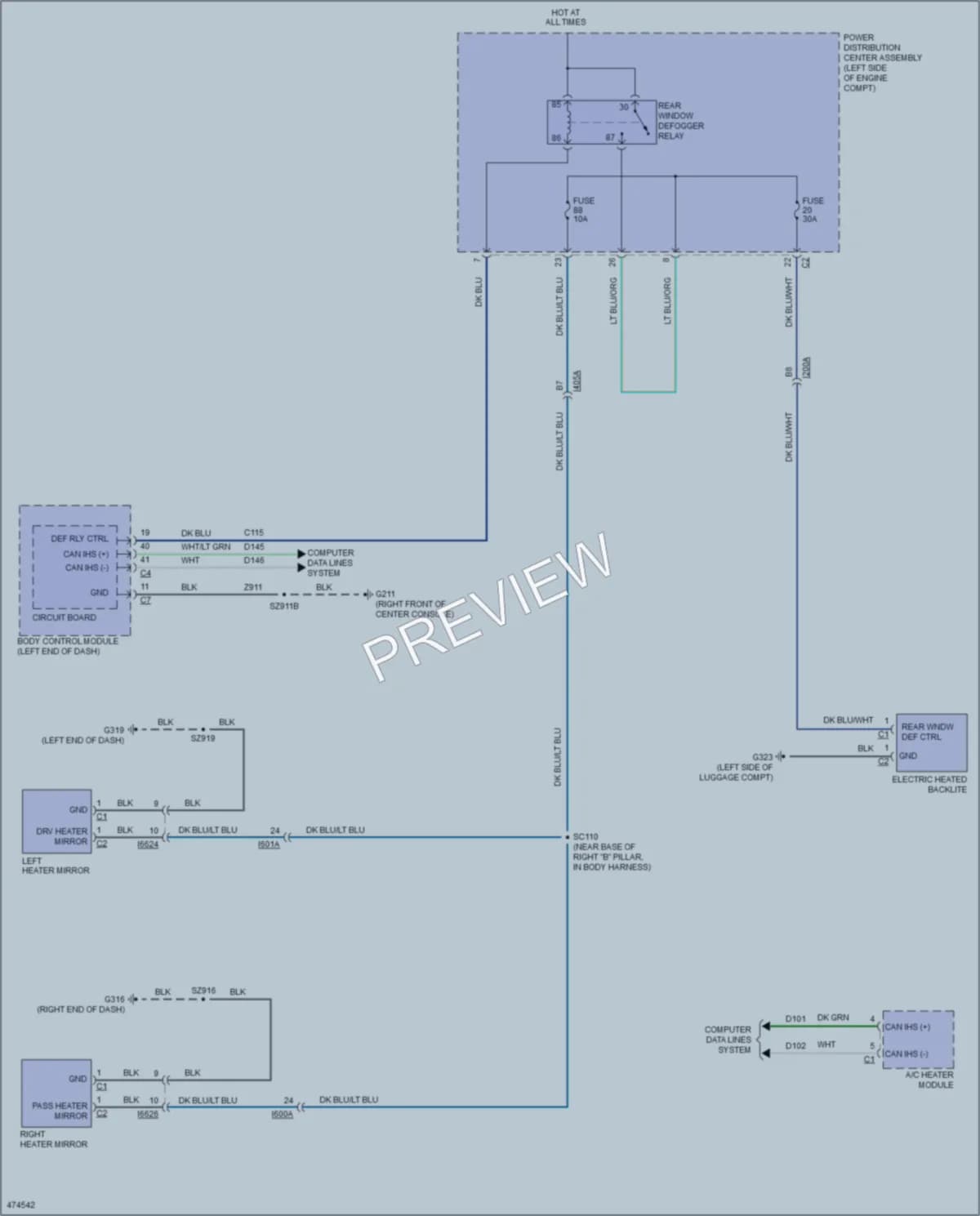 2015 Dodge Dart Defoggers wiring diagram preview