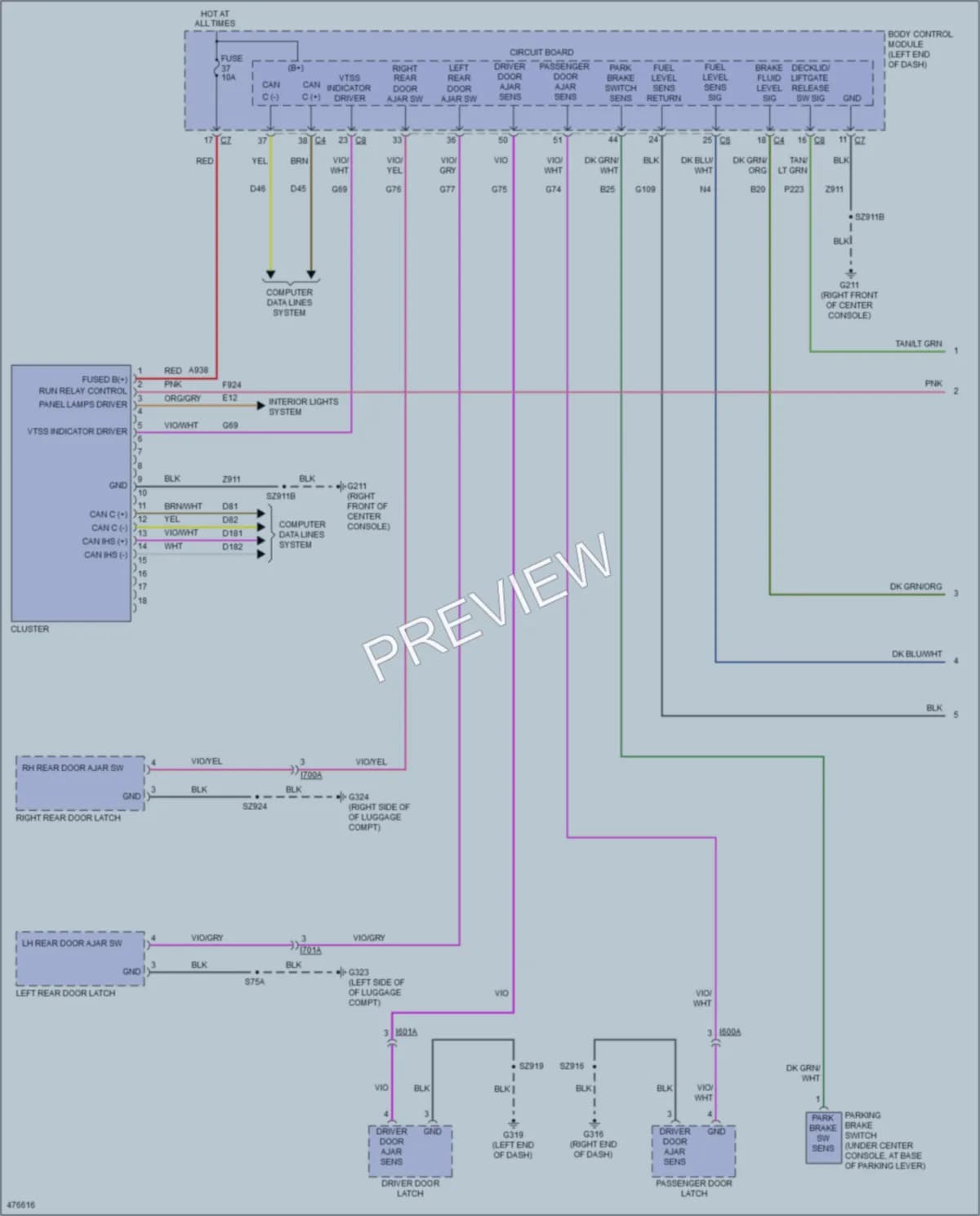 2015 Dodge Dart Instrument Cluster wiring diagram preview