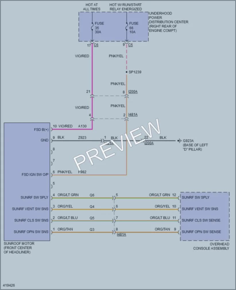 2015 Dodge Durango Power Top Sunroof wiring diagram preview