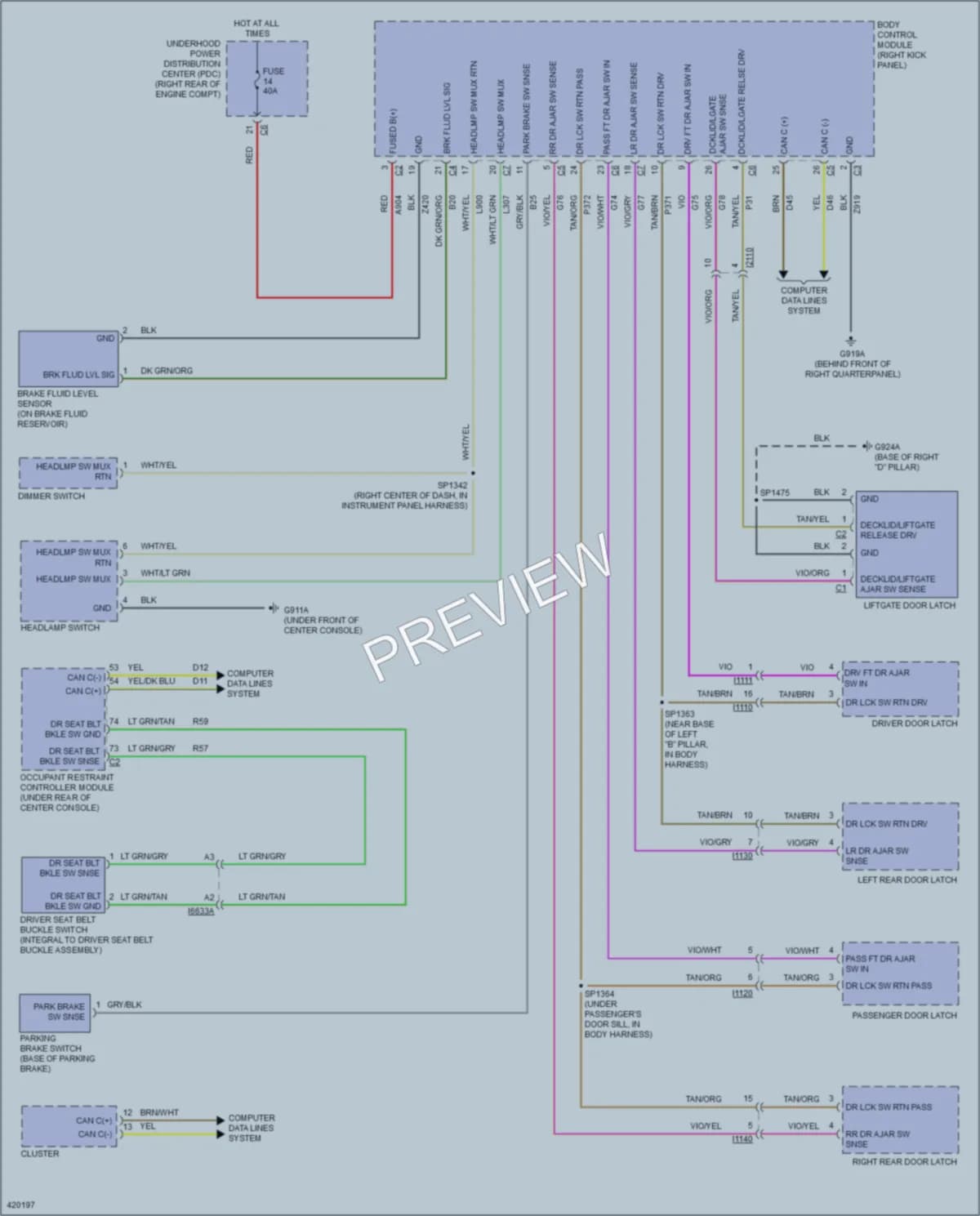 2015 Dodge Durango Warning Systems wiring diagram preview