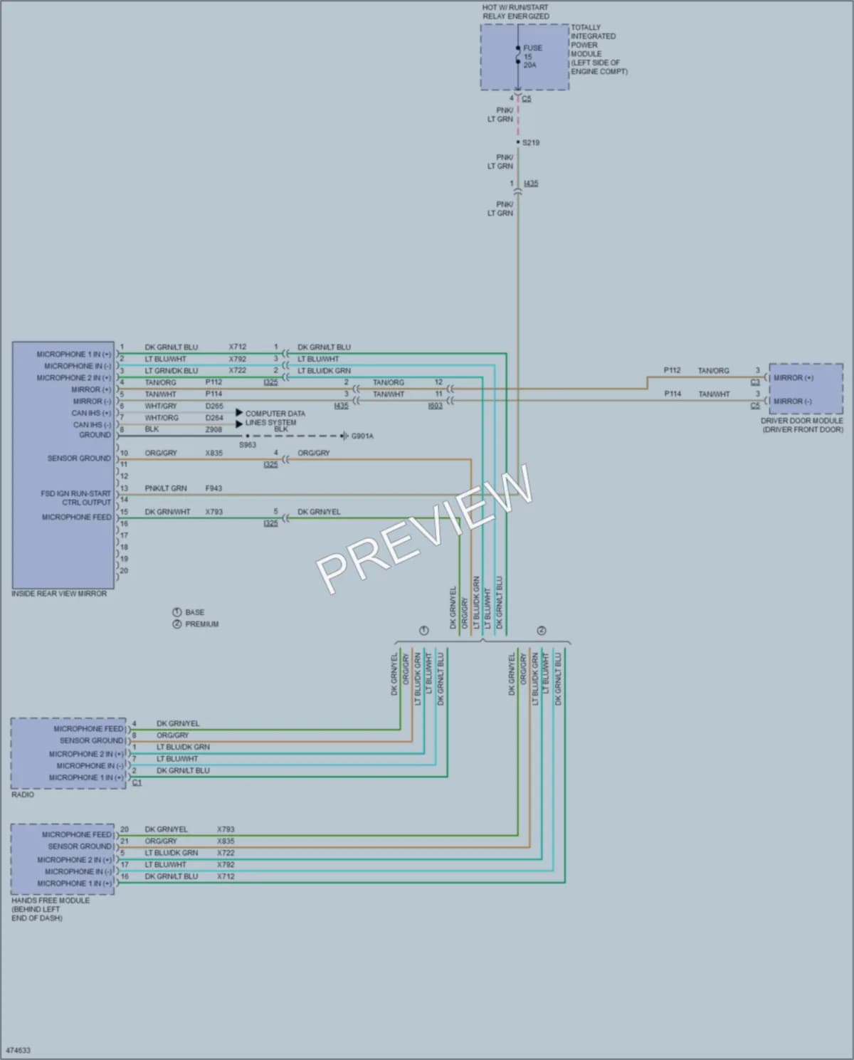 2015 Dodge GrandCaravan Power Mirrors wiring diagram preview