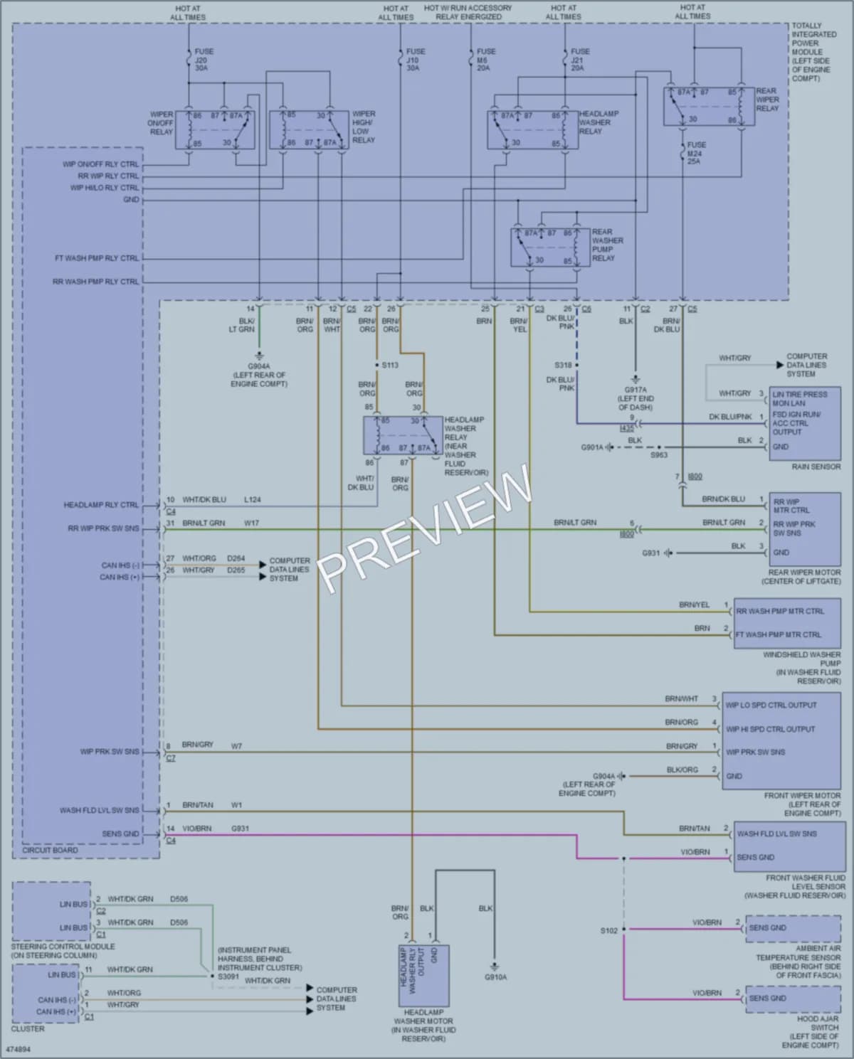 2015 Dodge GrandCaravan Wiper Washer wiring diagram preview
