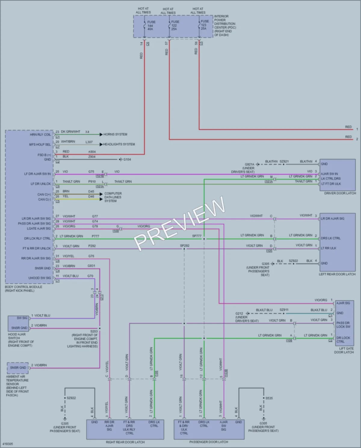 2015 Dodge Journey Power Door Locks wiring diagram preview
