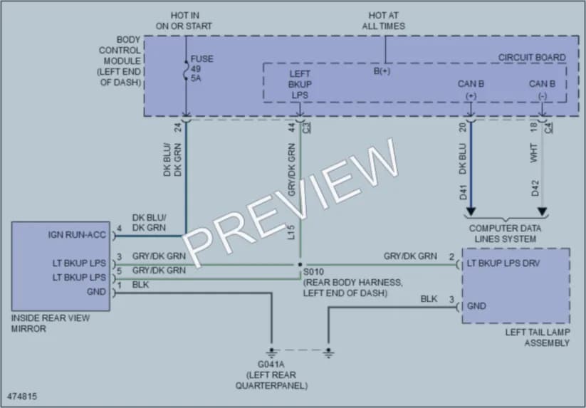2015 Fiat 500 Power Mirrors wiring diagram preview