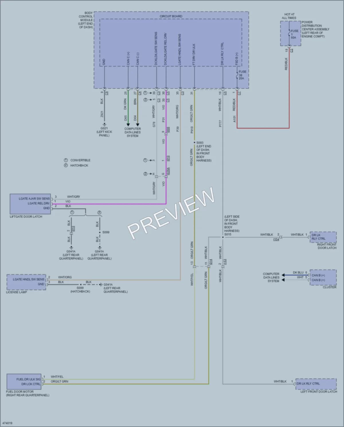 2015 Fiat 500 Trunk Tailgate Fuel Door wiring diagram preview