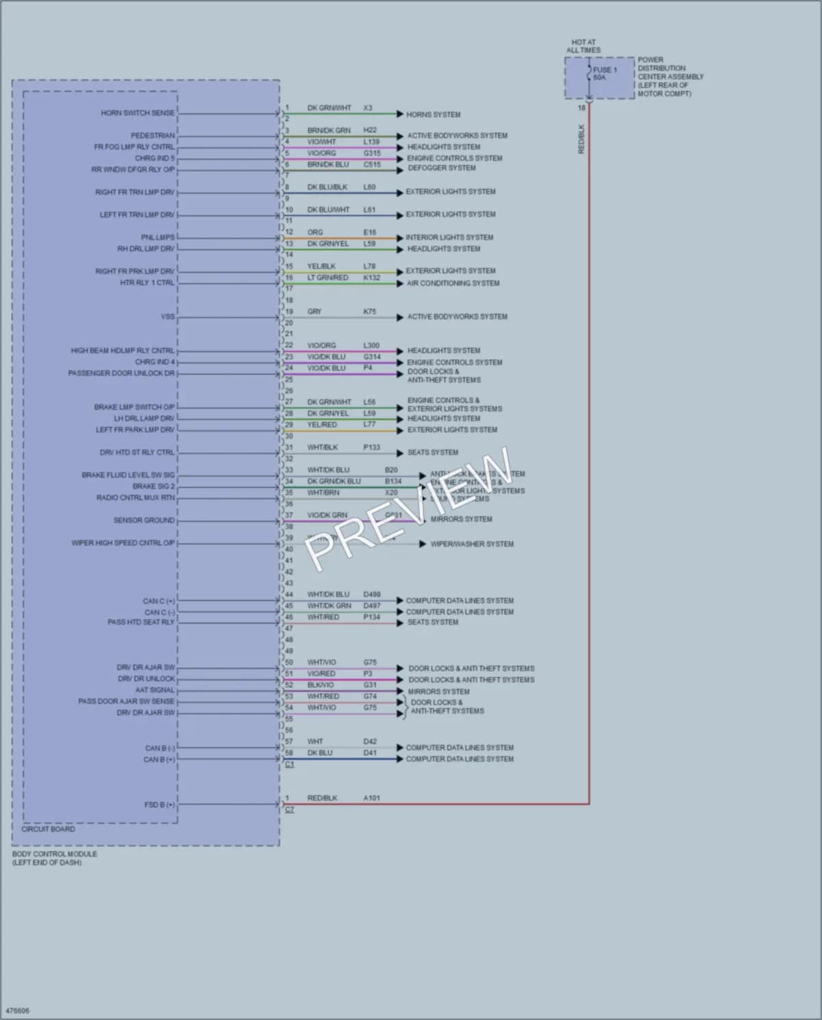 2015 Fiat 500C Body Control Modules wiring diagram preview