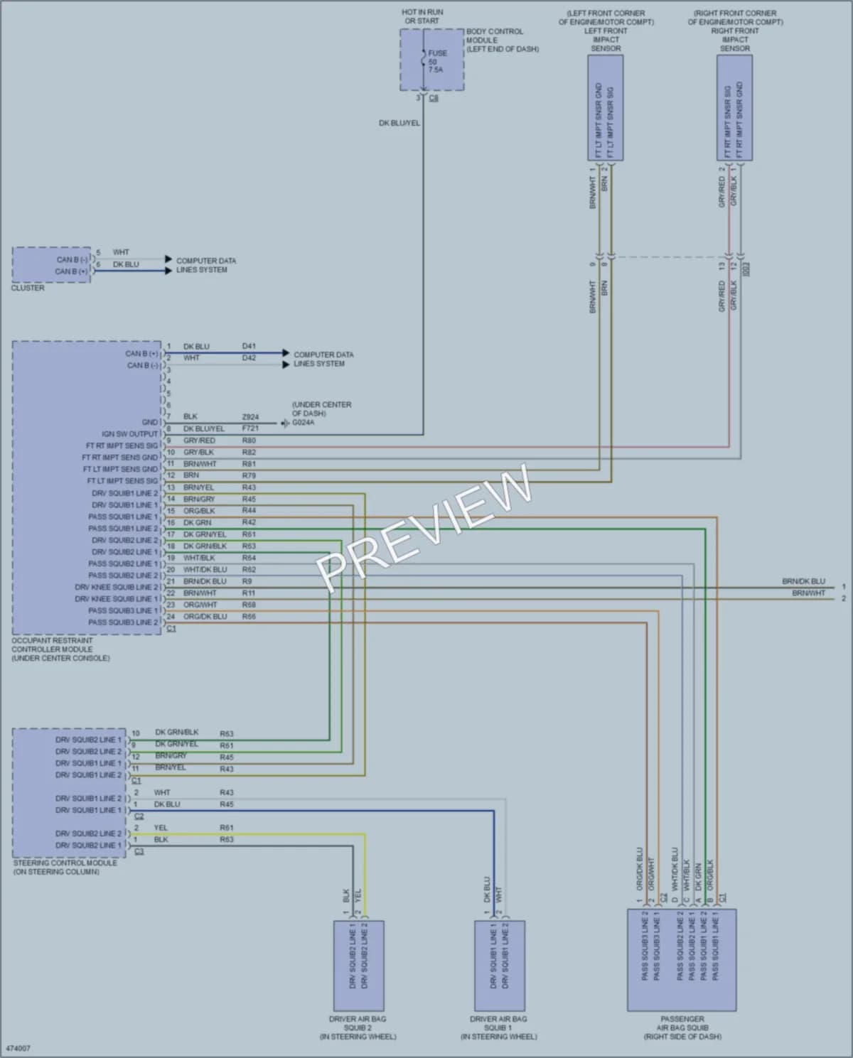 2015 Fiat 500C Supplemental Restraints wiring diagram preview