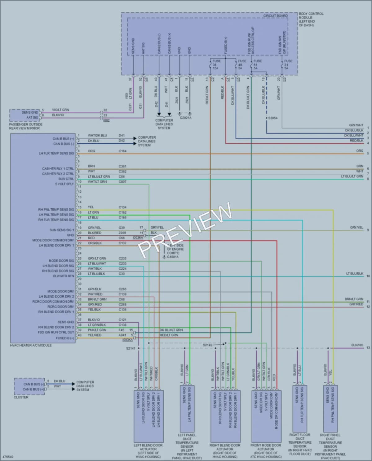 2015 Fiat 500L Air Conditioning wiring diagram preview