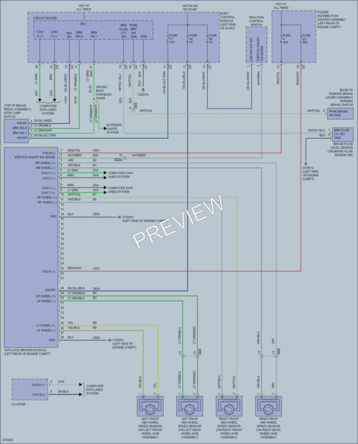 2015 Fiat 500L Anti Lock Brakes wiring diagram preview