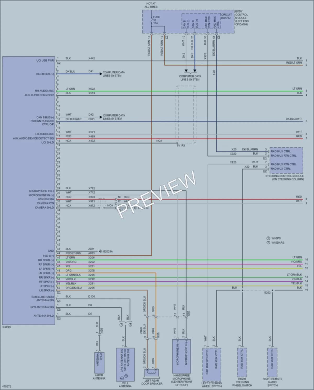 2015 Fiat 500L Navigation wiring diagram preview