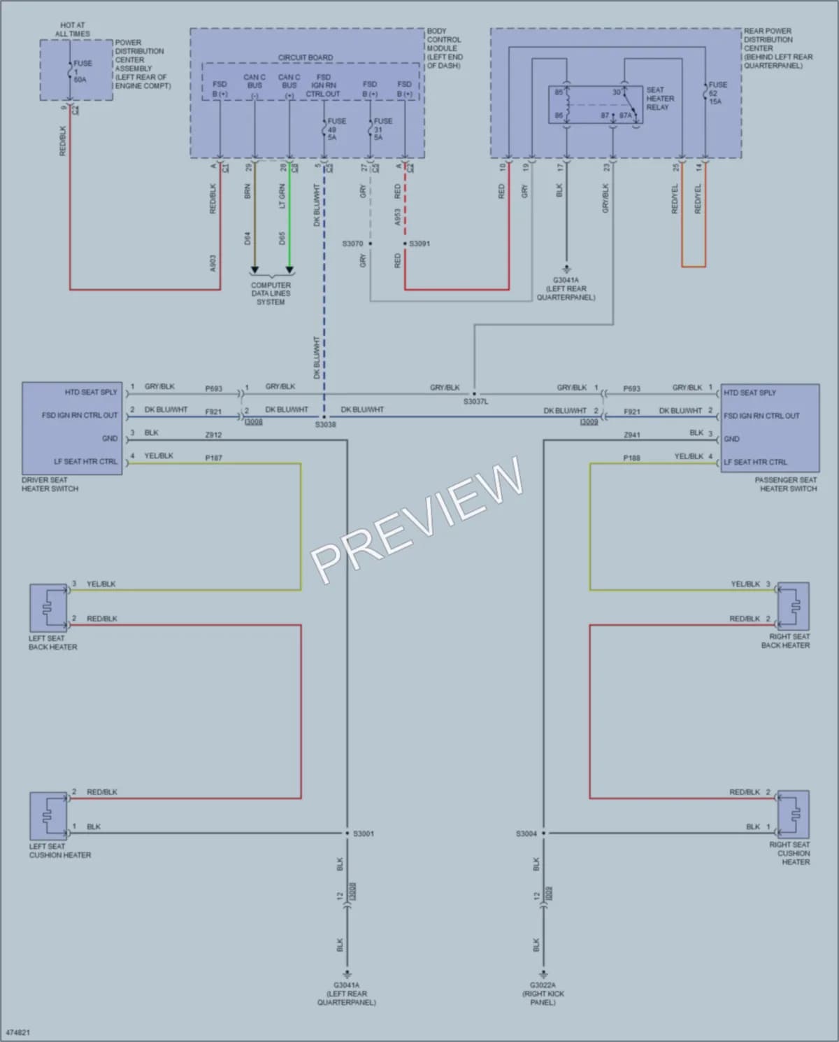 2015 Fiat 500L Power Seats wiring diagram preview