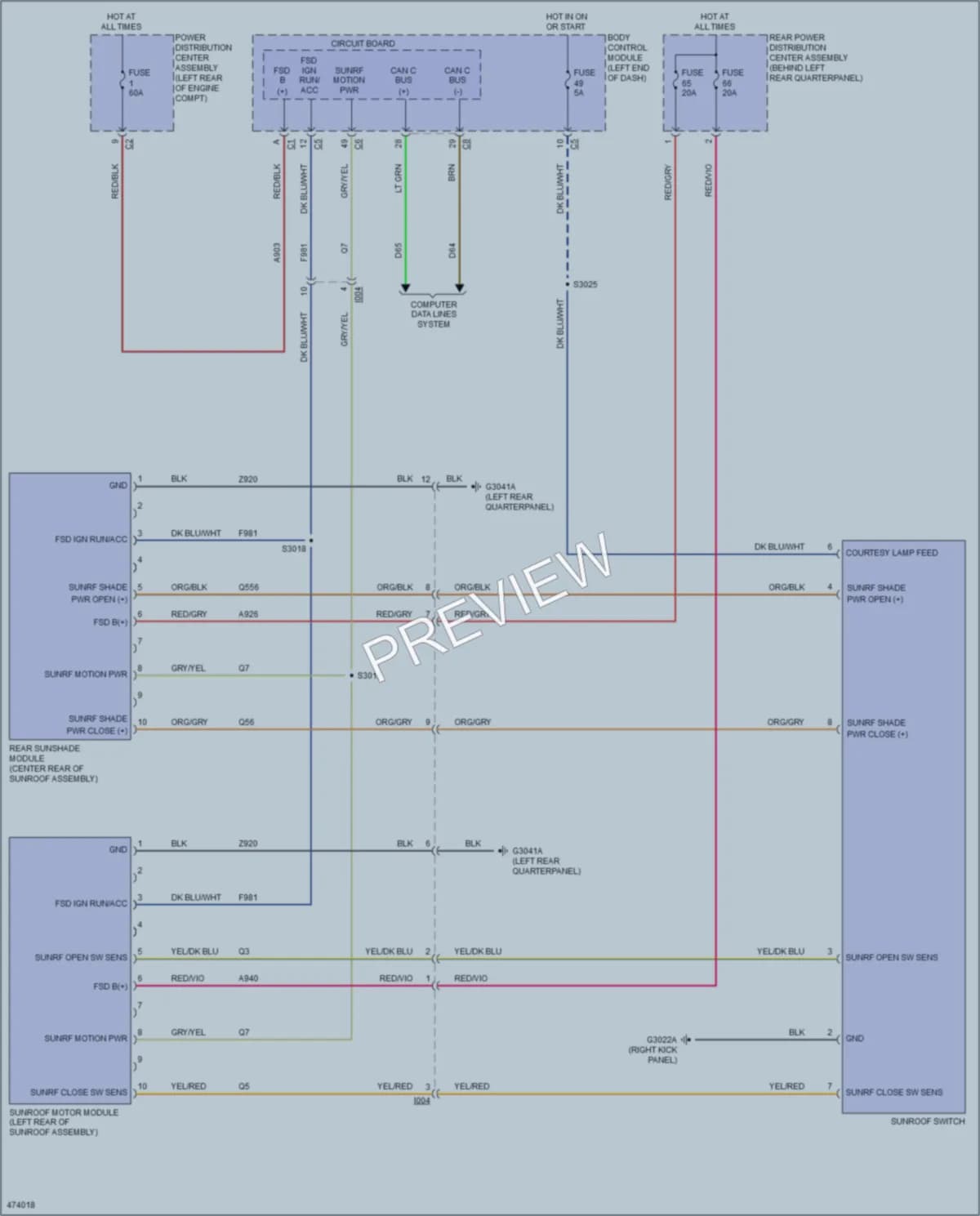 2015 Fiat 500L Power Top Sunroof wiring diagram preview