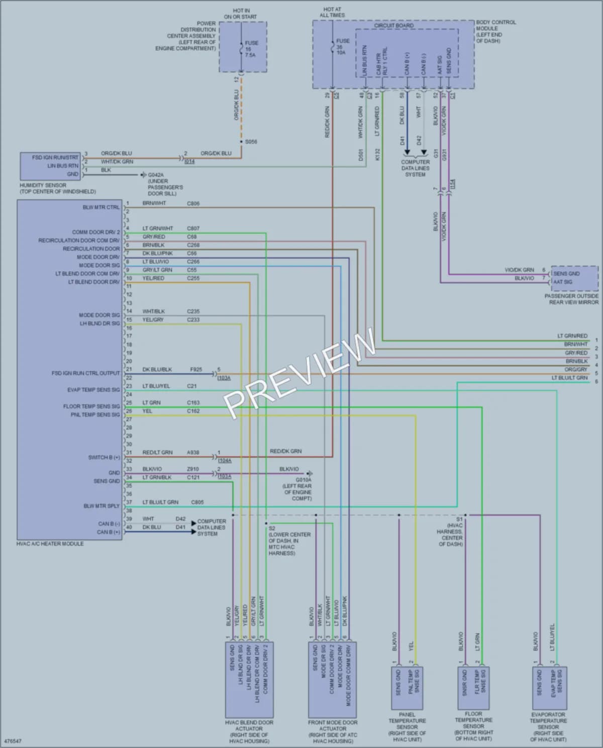 2015 Fiat 500e Air Conditioning wiring diagram preview