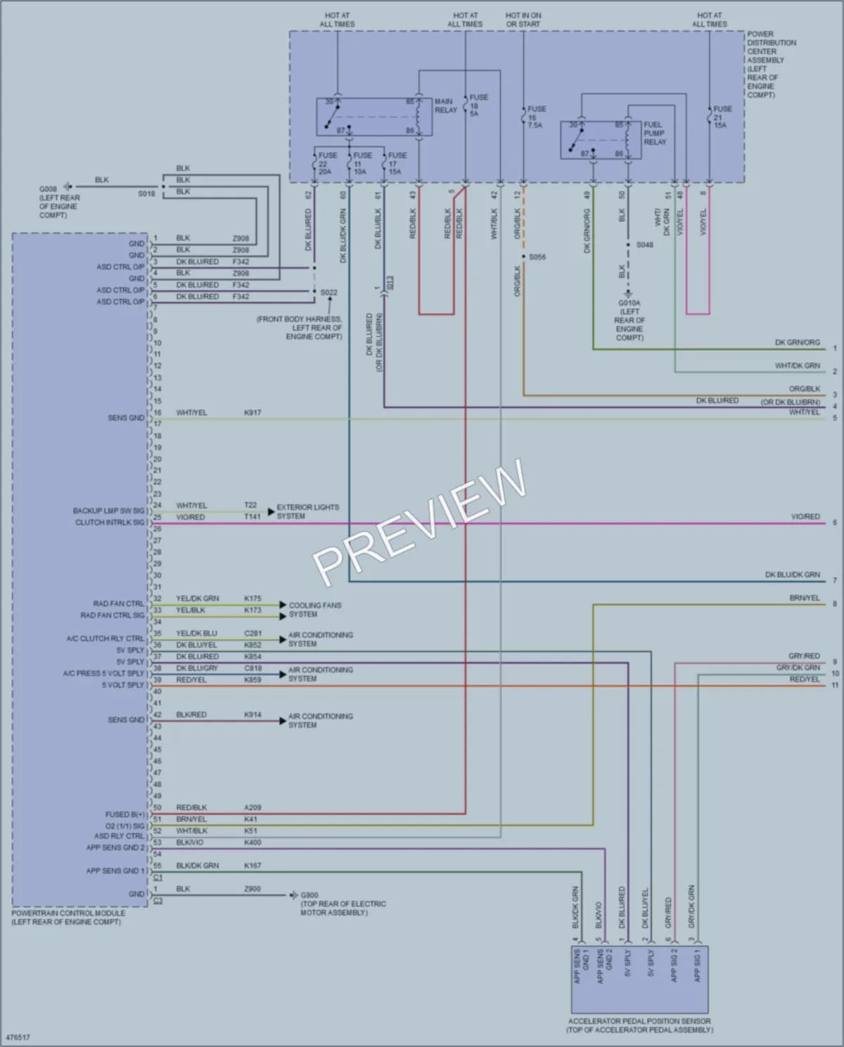 2015 Fiat 500e Engine Performance wiring diagram preview