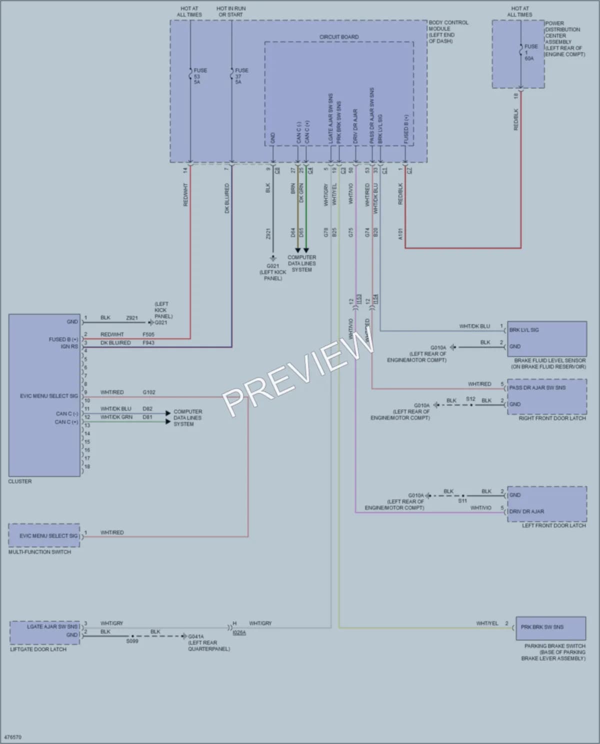 2015 Fiat 500e Instrument Cluster wiring diagram preview